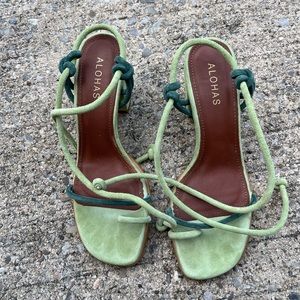 Alohas strappy grace green sandal heels